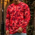 thumbnail image 2 of LNZGNM T-shirts for Men Long Sleeve Crew Neck Camo Comfortable Soft with Easy Care Tee Vacation Leisure Everyday,Red(XL), 2 of 8