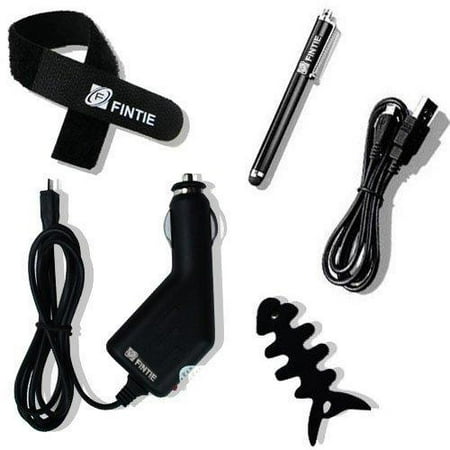 Fintie 5-in-1 Accessories Bundle - Car Charger/USB Cable/Stylus Pen/Cable Tie/Cord Winder for Nextbook, Samsung, LG, ect