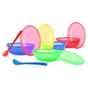 Baby Feeding - Nuby - 4 Stackable Feeding Bowls w/Locking Lids & Spoon 5478