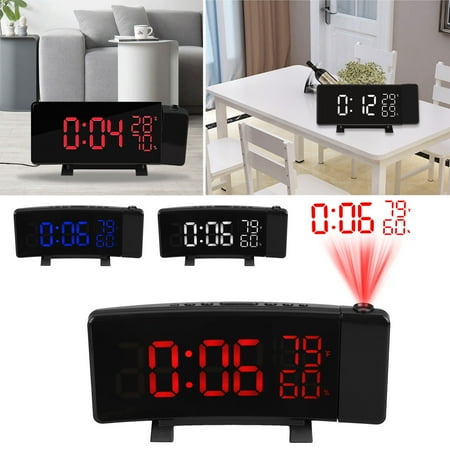 Clock Ceiling Projection Alarm Clock, Dimmable LED Curved Screen Digital Clock, FM Radio Alarm Clock, Adjustable Ceiling Sleep Timer for Kids Bedroom, Dual Alarms, 12/24 Hour, Snooze Function ()