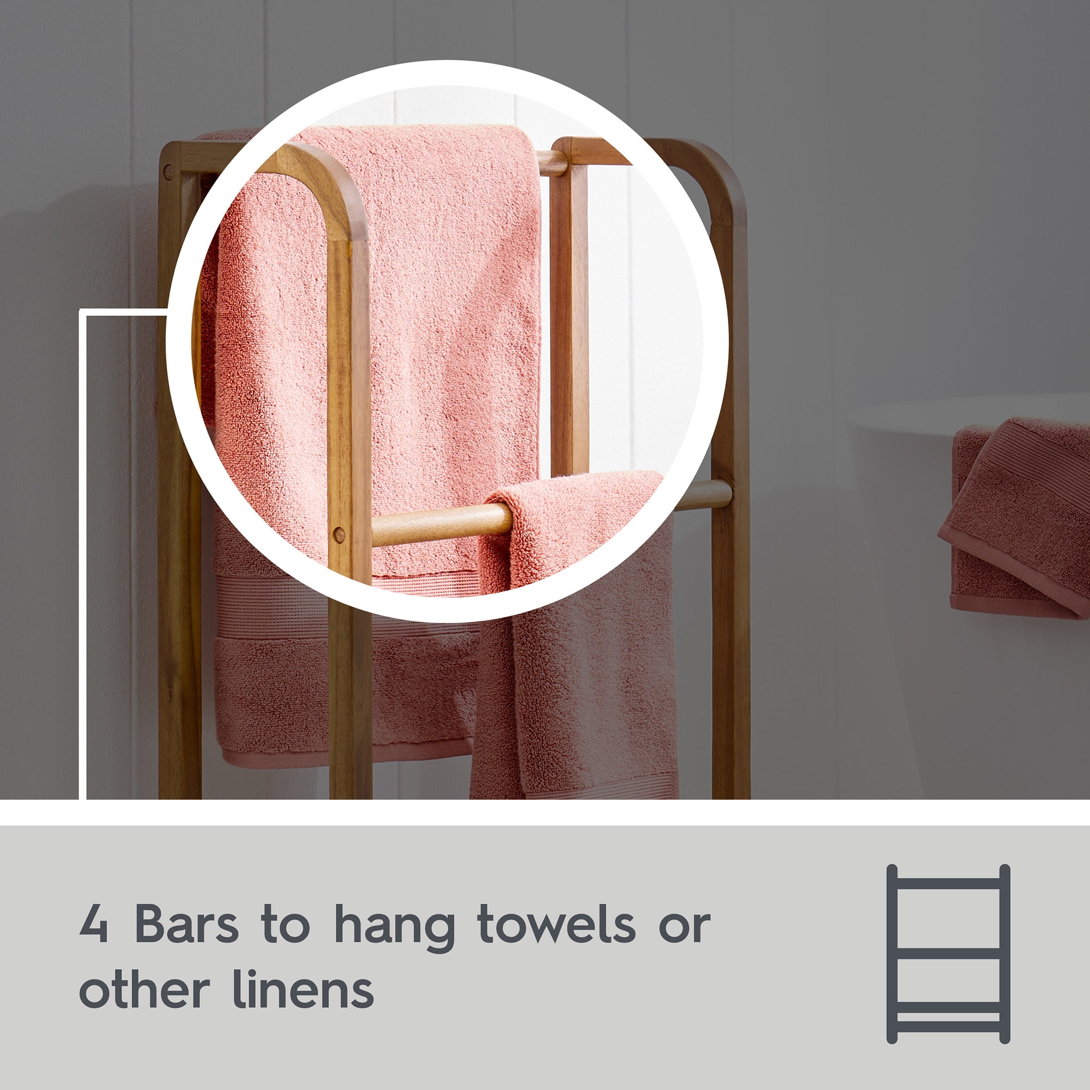 Better Homes & Gardens Juliet Freestanding Towel Rack, Light Honey