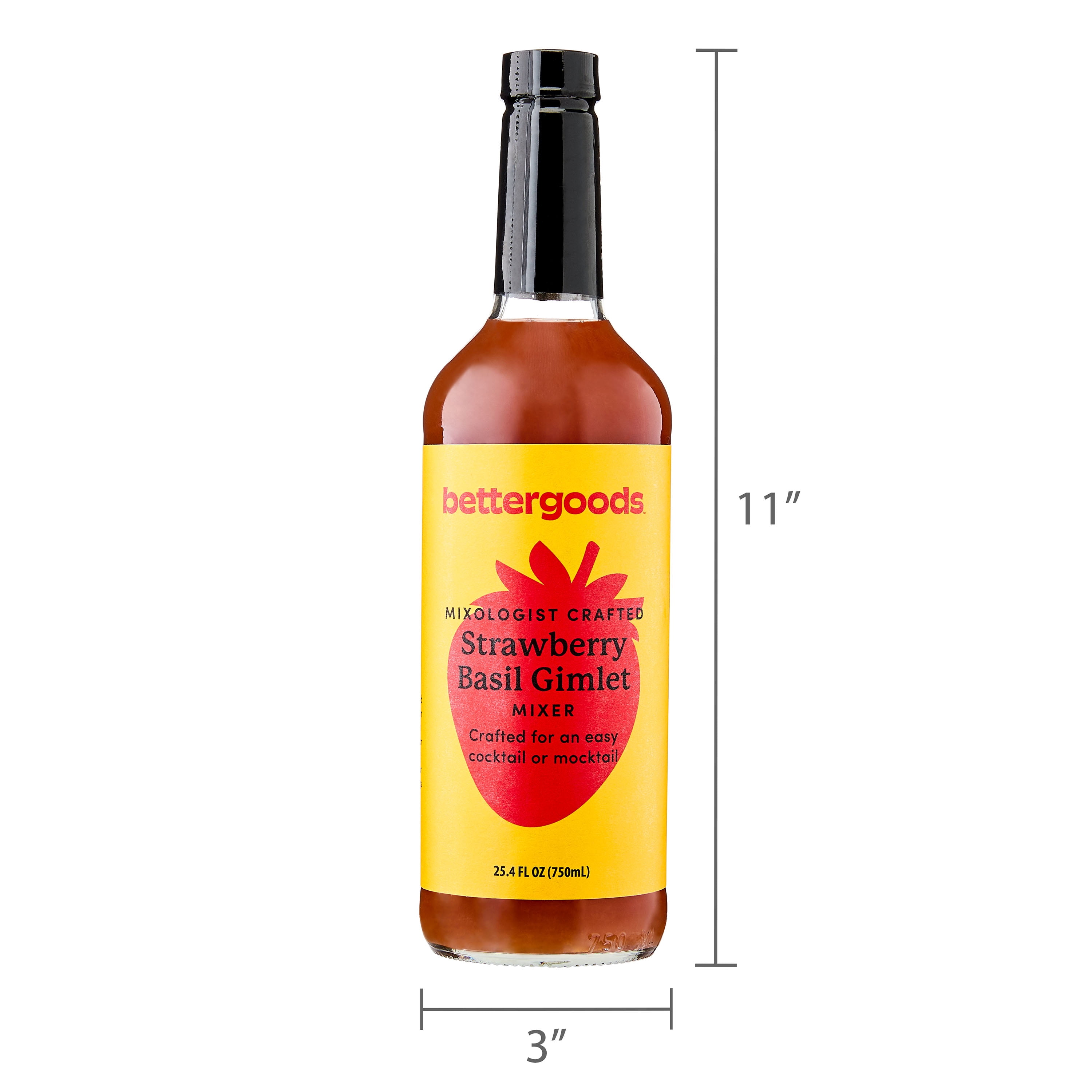 bettergoods Strawberry Basil Gimlet Mixer, 25.4 fl oz (Glass Bottle)