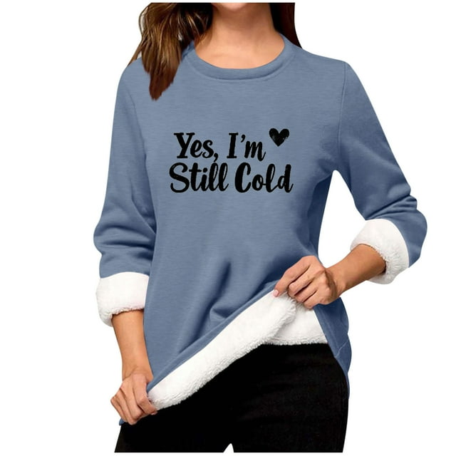 Npasoilc Hauts pour Femmes T-Shirt d'Hiver Imprimé à Col Rond à Manches Longues en Laine d'Agneau Chaud de Base