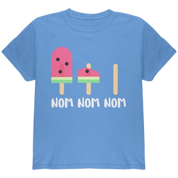 Summer Sun Ice Pop Watermelon Nom Nom Nom Youth T Shirt Carolina Blue YMD
