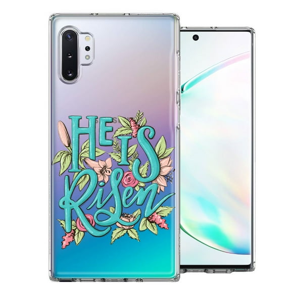 MUNDAZE for Samsung Galaxy Note 10 He Is Risen Text Easter Jesus Christian Flowers Double Layer Phone Case Cover