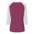 thumbnail image 4 of Womens Raglan Shirt 3/4 Length Sleeve Tops Crewneck Casual T-Shirts Base Tees Loose Fit Tshirts, Purple 4XL, 4 of 7