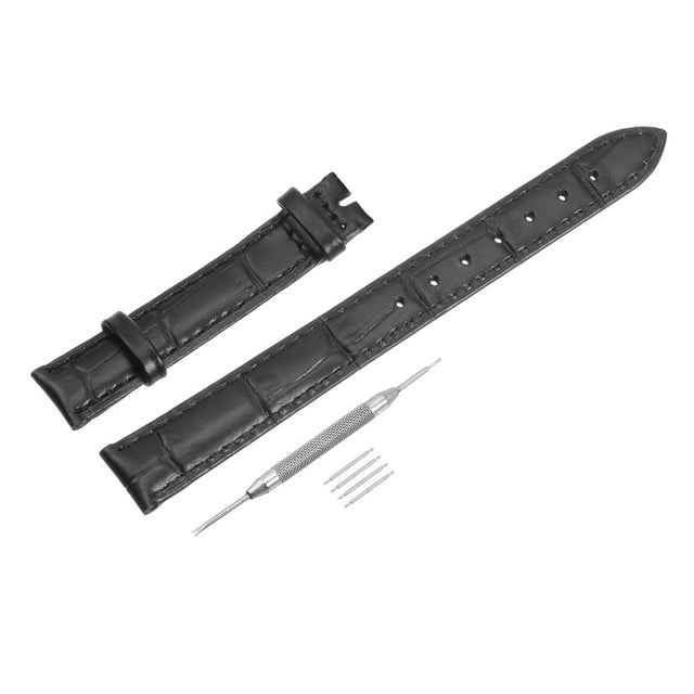 Correa de reloj de piel de vaca Unique Bargains 12mm Negro
