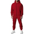 thumbnail image 3 of Juebong oeaio Mens Sweatsuits 2 Piece Set Zipper Hoodies and Cargo Sweatpants Set Casual Athletic Tracksuits Winter Jogging Suit Red,XXXL, 3 of 6