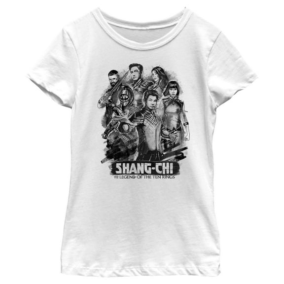 Girl's Marvel Shang-Chi and the Legend of the Ten Rings Group Sketch  Graphic Tee White Small