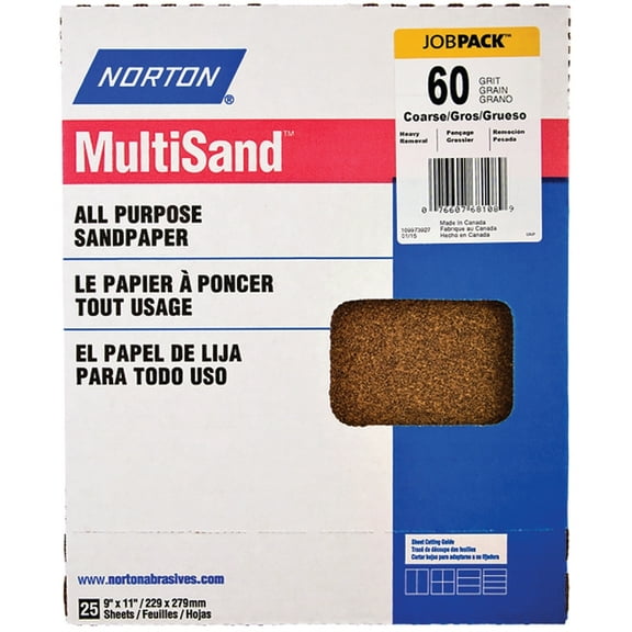Norton A211 General Purpose Multisand Sheet, 11 in x 9 in, 60 Grit