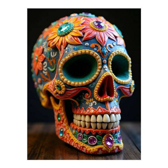 Diamond Art Kits for Adults, Colorful Floral Skull Art Gemstone 5D Diamond Painting Kits for Adults Beginners, DIY Full Drill Diamond Painting, Gem Art and Crafts 12x16