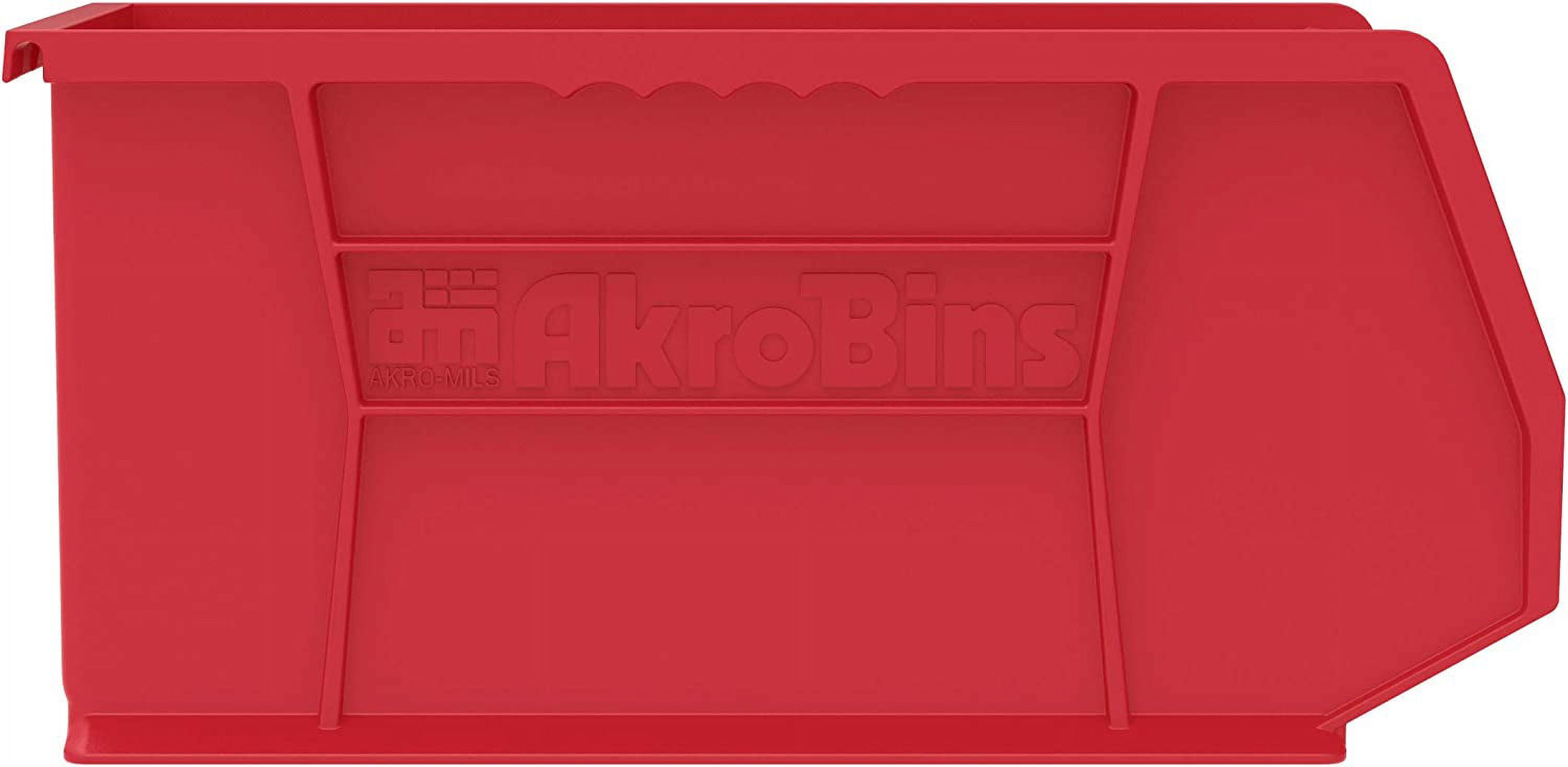 Akro-Mils Stackable Storage Bins, AkroBins Stacking Organizer, 15"x8"x7", Red, 12-Pack