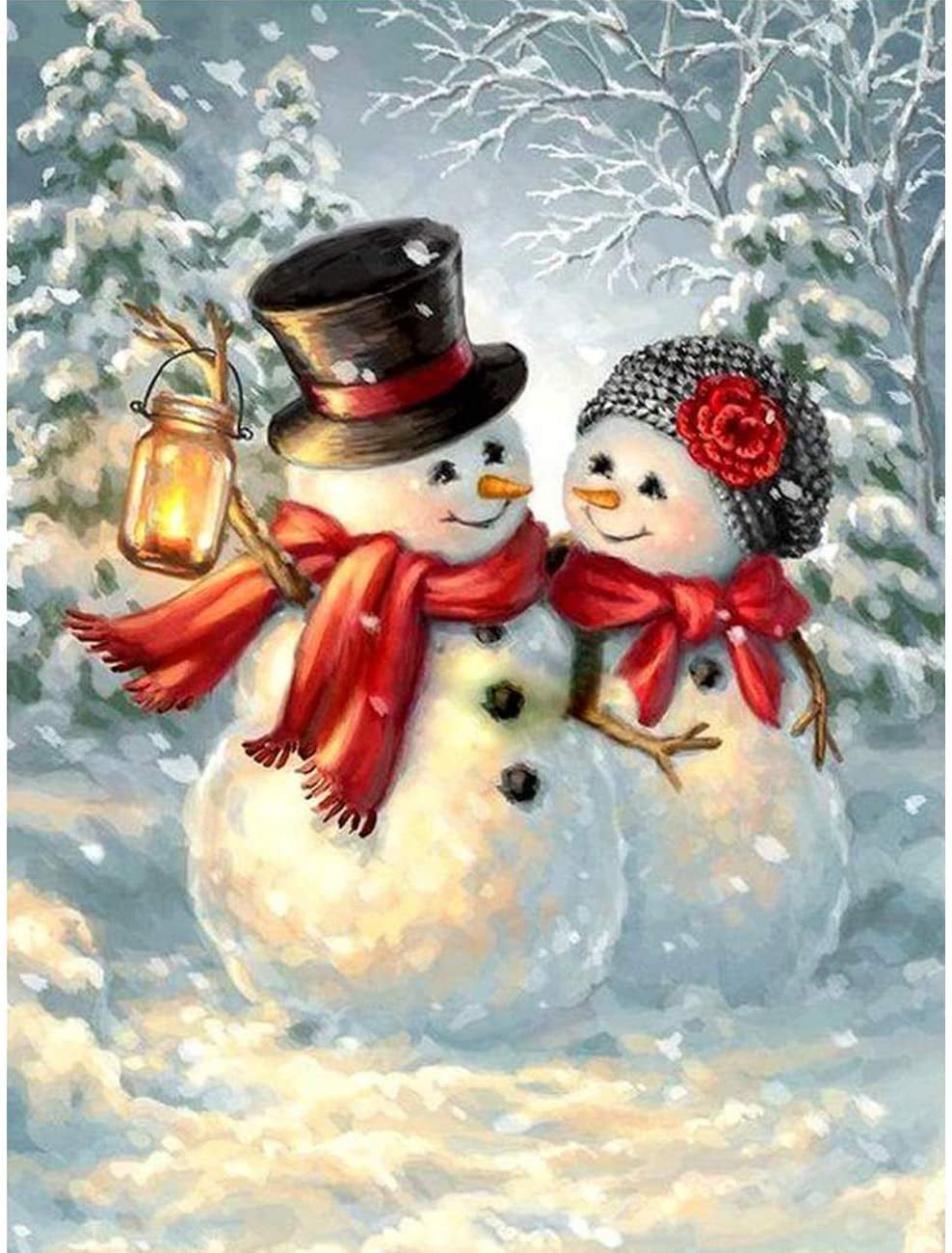 5D DIY Diamond Painting Kits Snowman Full Drill Rhinestone Embroidery Cross Stitch Painting for Christmas Home Decor 4 Pack 7.87 x 11.81 