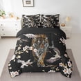 thumbnail image 2 of Tiger Lit en Sac Simple 7 Pcs, Ensemble de Literie Style Japonais Grue Fleur de Cerisier Réversible Design Grand Chat Africain, Ultra Doux et Respirant avec Couette, Draps, Taies d'Oreiller et Housses de Coussin, 2 of 5