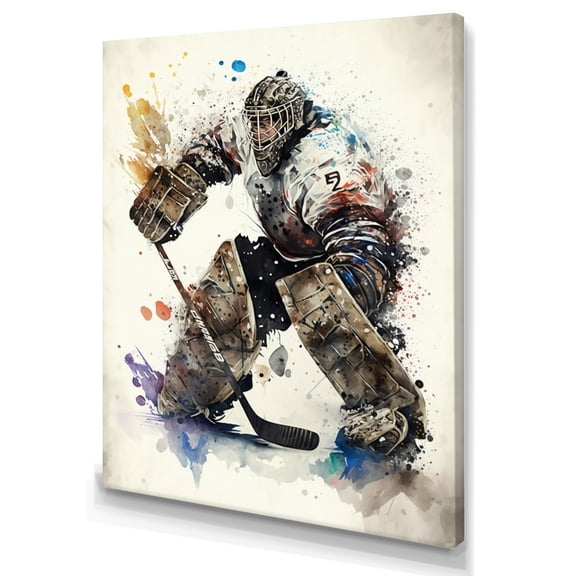 Designart Hockey Goalie V Canvas Wall Art