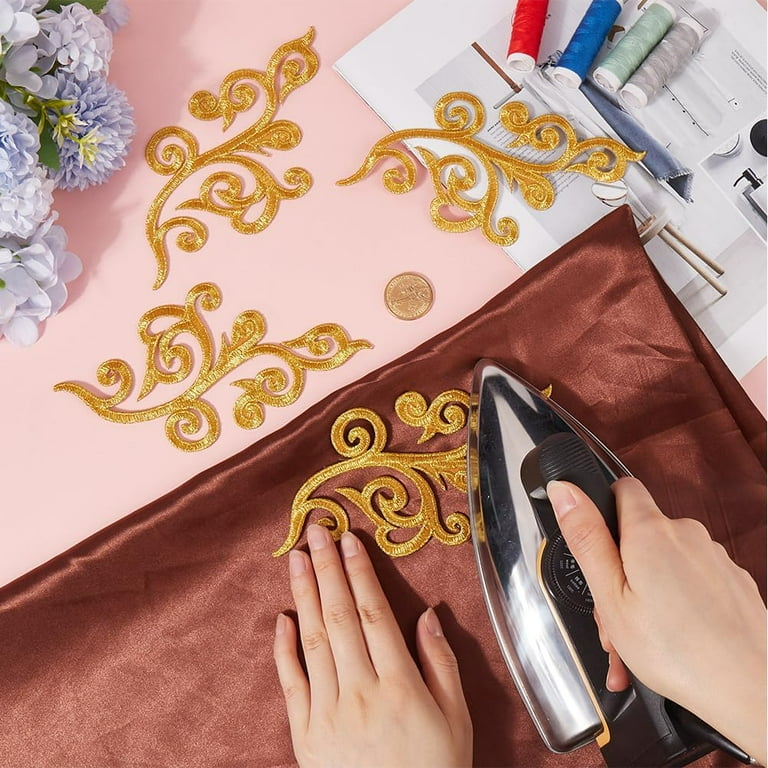 5 Pairs Flower Embroidery Applique Golden Trimming Glitter Ethnic Style Sew Iron  on Wreath Patch Floral Embroidered Appliques for DIY Sewing Crafts Wedding Dress  Clothes Decoration Black Black - Walmart.com