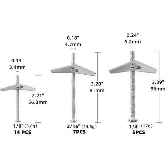 LEXSOMEO 1 Set Toggle Bolt Replacement Toggle Anchor Wing Nut Bolt Wall Hanging Accessory