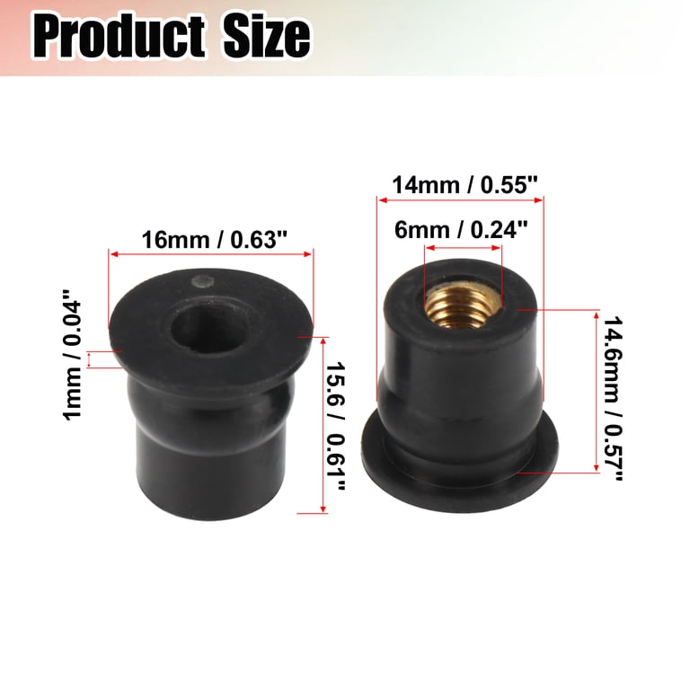 20-Pack M6 Convex Black Rubber Windshield Screw Nuts For Motorcycles – Uxcell
