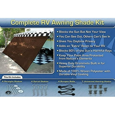 RV Awning Shade Motorhome Awning Screen Kit 8x20 (Brown)