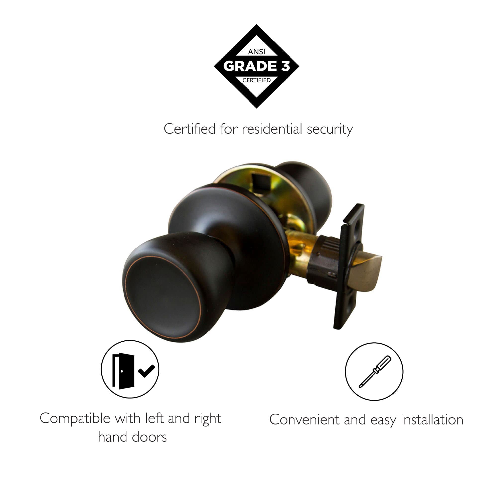 Bowery Hill Terrace Brass Passage Door Knob in Oil Rubbed Bronze (Set 0f 12)