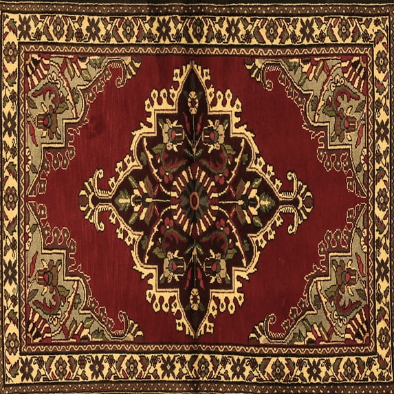 Ahgly Company Indoor Square Medallion Brown Traditional Area Rugs, 6' Square