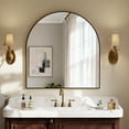 thumbnail image 2 of YVANLA 34"x32" Arched Bathroom Mirror Wall Mounted Mirror with Aluminum Alloy Frame, Black, 2 of 9
