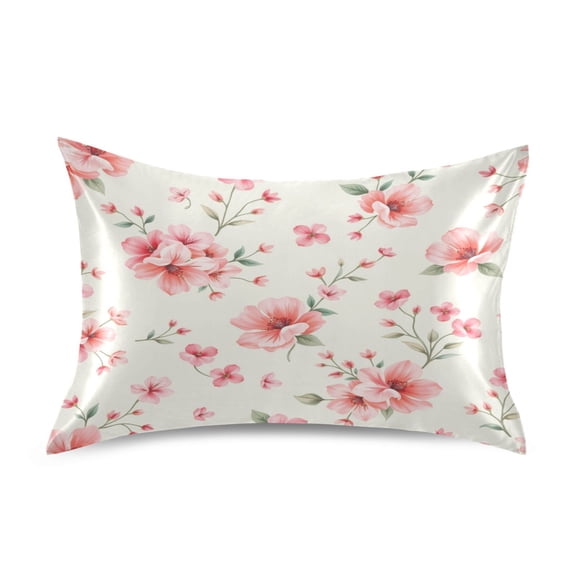 Satin Pillow Case Envelope Pillow Covers Standard Size Soft Pillow Cases for Bedroom, Floral Wallpaper Printed