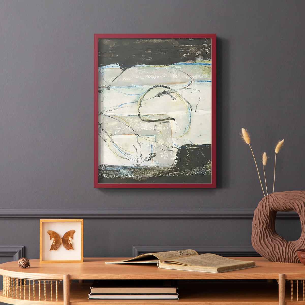 Continuing Energy I Framed Print in Red Solid Wood Framed Print No Nail Hanging