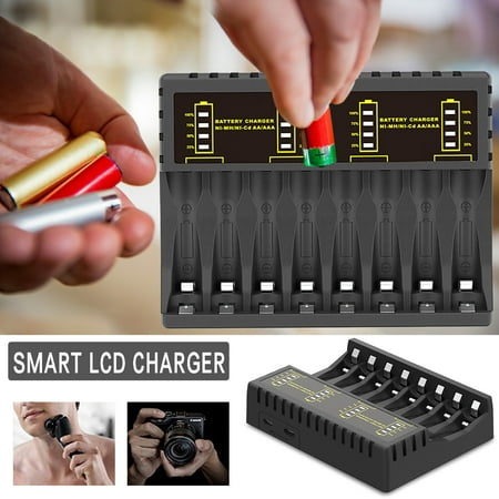

WANYNG Battery Charger 8 Slots Fast Charger For RCR123A Rechargeable Liion Batteries Including 16340 16350