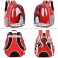thumbnail image 2 of Pet Backpack Pet Portable Backpack Pet Travel Backpack Transparent Breathable Space Capsule, Red, 2 of 5