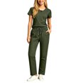 thumbnail image 2 of Lounge Set Summer Casual Oversized Shirts Women's Summer V-Neck Color Blocked Pocket Top Drawstring Pants Protective Suit Set Army Green Xl, 2 of 6