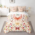 thumbnail image 2 of Castle Fairy Pink Red Butterfly Girl Twin Bedding Sets,Chic Flowers Bedding Comforter Set, 2 of 8