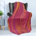 thumbnail image 4 of Art Abstract Soft Flannel Fleece Throw Blanket, Contemporary Fluid Shapes Waves in Warm Colors Gradient Pattern, Cozy Plush for Indoor and Outdoor Use, 50" x 70", Magenta Orange, by Ambesonne, 4 of 5