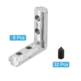 thumbnail image 3 of Uxcell L-Shape Interior Joint Bracket, 8Set Inside Corner Connectors with M6 Screws for 4040 Series (Silver), 3 of 6