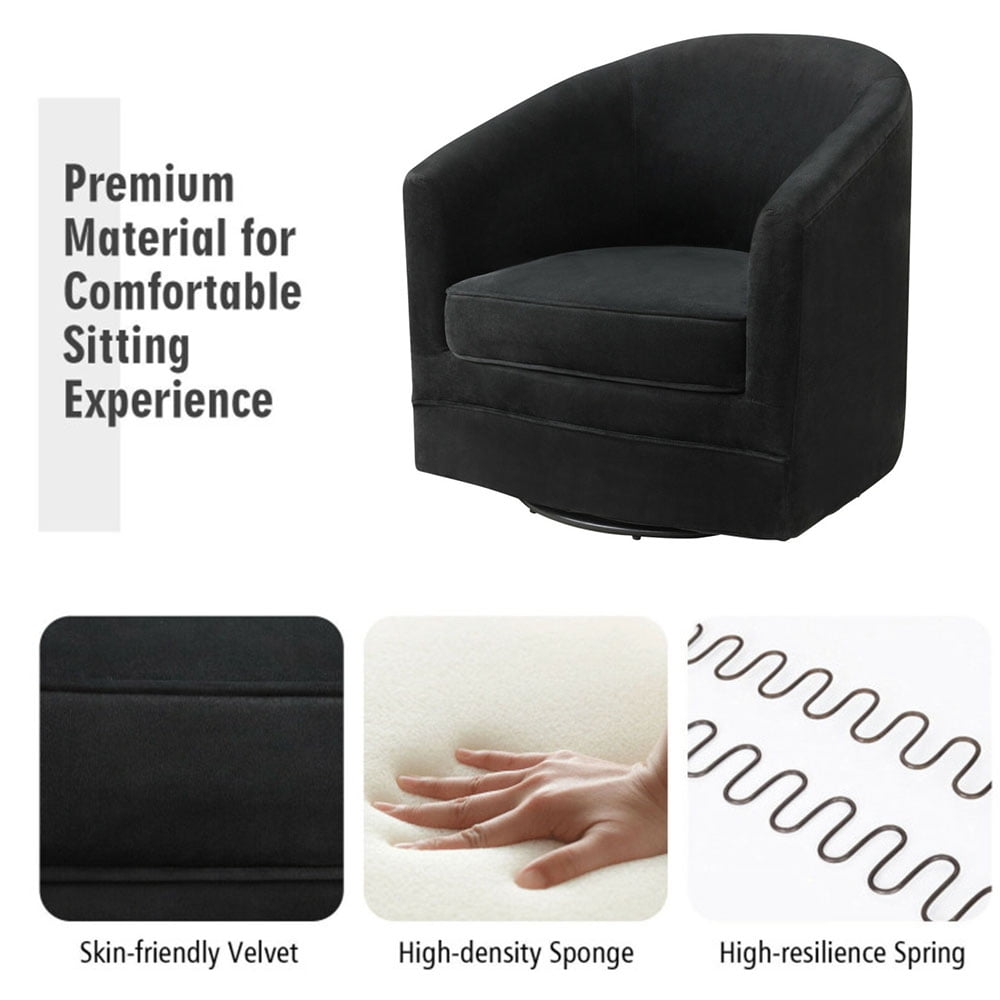 Finihen Modern Assembly Accent Chair, Assembly Accent Chair with 360-Degree Swivel Metal Base, for Living Room, Bedroom, Black Finihen Modern Assembly Accent Chair, Assembly Accent Chair with 360-Degree Swivel Metal Base, for Living Room, Bedroom, Black