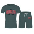 thumbnail image 3 of Afdoent Mens 2 Piece Sets T Shirt Men's Large Summer Short Sleeved T Shirt And Shorts Suit Men's Casual Fashion Theme Suit Retro Summer Vacation Outfits For Men, 3 of 6