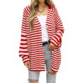 thumbnail image 1 of Liacowi Women Juniors Knit Cardigan Long Sleeve Sweater Striped Knitwear Coat Fall Casual Tops Loose Outwear for Teen, 1 of 9