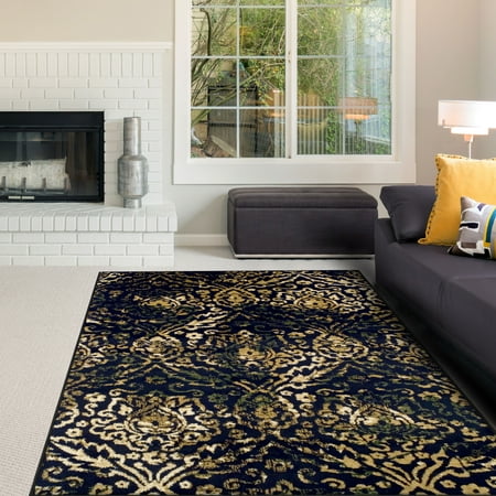 Superior Vintage Ikat Damask Pattern, 10mm Pile with Jute Backing, Moisture Resistant, Affordable Contemporary Northman Collection Area (Best Place For Affordable Rugs)