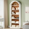 thumbnail image 3 of Tribesigns 6-Tier White Arched Bookshelf, 75.98" Tall Arched Bookcase with Storage Shelves, Floor Standing Open Display Shelving Unit for Living Room, Bedroom, Home Office (White, 6-Tier), 3 of 16