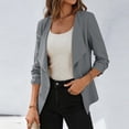 thumbnail image 2 of Hvogkswy Blazers for Women, Slim Fitted Casual 3/4 Sleeve Lapel Blazer Open Front One Button Business Office Jacket, 2 of 6