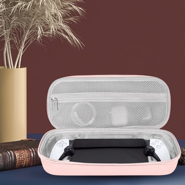 CaCarrying Case Bolsa de viaje protectora de cuero PU a prueba de golpes para PS5 Portal (rosa)