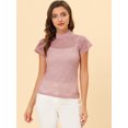 thumbnail image 2 of Unique Bargains Blouse Semi-Transparente à Manches Courtes avec Trou de Serrure pour Femmes, 2 of 6