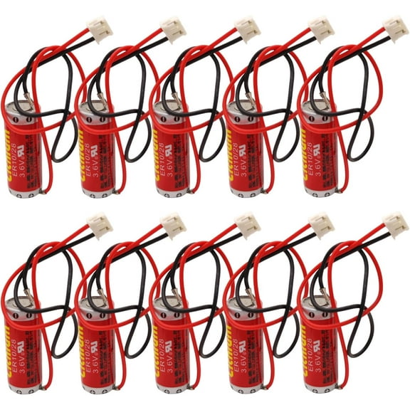 (Pack of 10) ER10/28 3.6v Battery Non-Rechargeable Lithium Battery Replacemet for Mitsubishi FX2NC-32BL ER10280 3.6V Battery