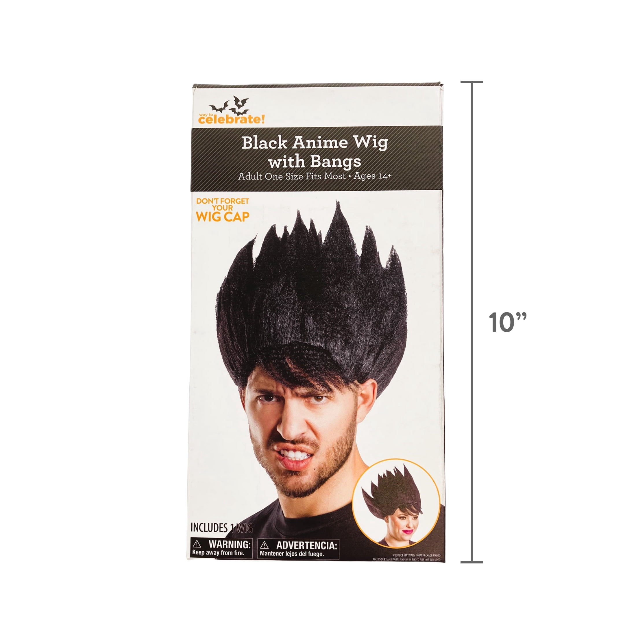 Anime Wig with Bangs Costume Accessory for Adults, Black, Halloween by Way To Celebrate