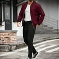 thumbnail image 4 of Yusimy Men's Solid Color 2-Piece Stand-Up Collar Outdoor Set Long Sleeve Breathable Elastic Waist Drawstring Pocket Regular Fit, 4 of 6