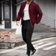 thumbnail image 4 of Ceisia Men's Regular Fit Waffle Knit Baseball Collar Jacket & Jogger Pants Set | Casual Outdoor Two-Piece Outfit Gifts, 4 of 6