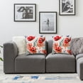 thumbnail image 3 of Nawypu Throw Pillow Cover Decorative Pillowcase Cushion Cover Soft 2pcs Poppy Flower Square Pillow Sham for Home Bed Living Room Decor Orange 20x20in, 3 of 6