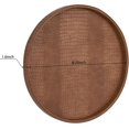 thumbnail image 2 of Round Serving Tray 20'', Elegant Faux Leather Circle Ottoman Table Tray, Serve Tea Coffee Breakfast in Bedroom Living Room Kitchen (Brown), 2 of 8
