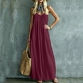 thumbnail image 7 of ClodeEU Women's V Neck Spaghetti Strap Tiered Maxi Dress,Boho Beach Vacation Swing Dress Wine,Women's Plus L, 7 of 7
