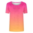 thumbnail image 4 of Ichuanyi Women's Floral Printed Tops Summer Short Sleeve Crew Neck Shirts Dressy Casual Blouses for Women, 4 of 6